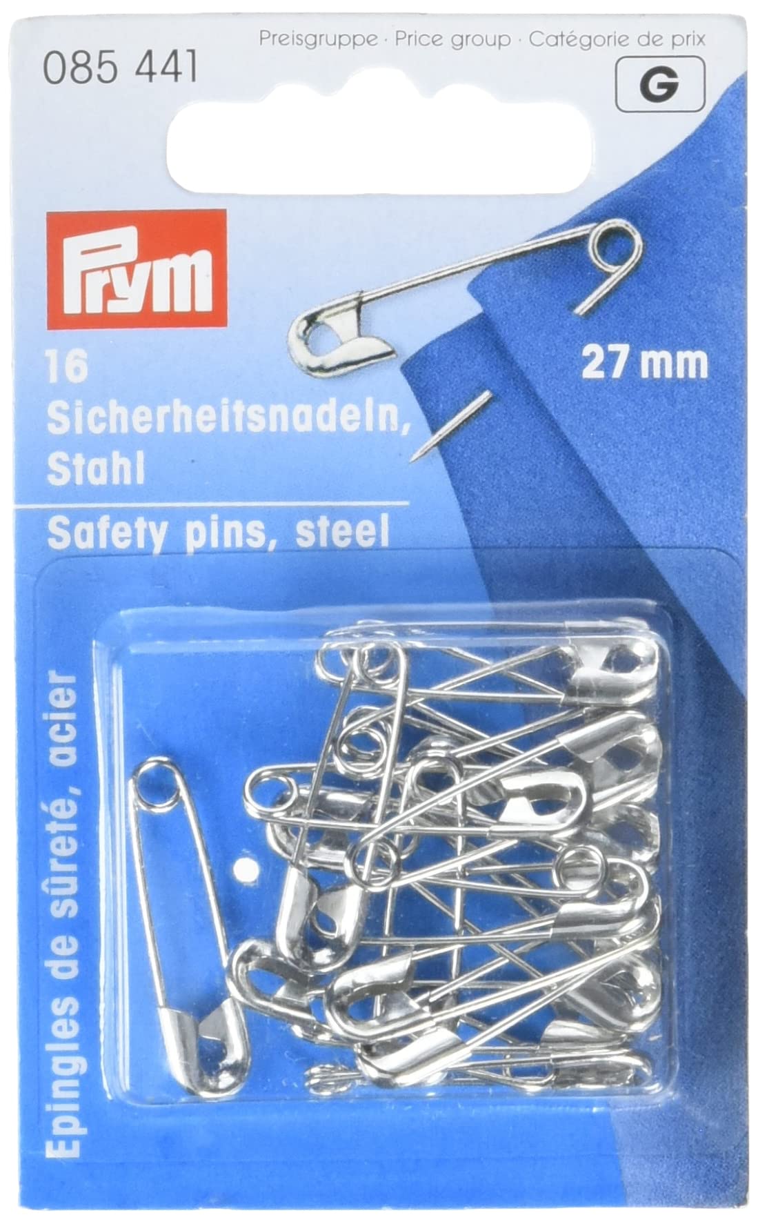 Prym Safety Pins, 27mm, Metal, Sliver, 9.3 x 5.7 x 0.7 cm
