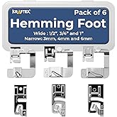 Rolled Hem Presser Foot [6 Sizes] Wide Rolled Hem Foot Set & Narrow Foot Hemmer Set For Brother, Singer & Janome Low Shank Se