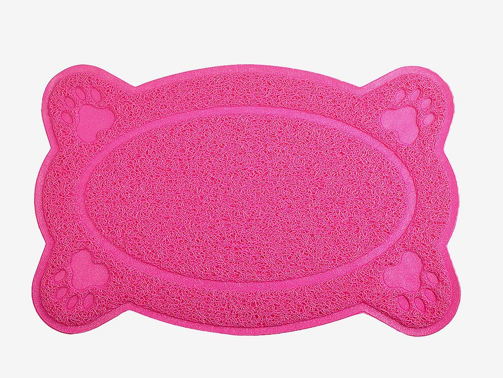DM Cat Litter Box Debris Catcher Mat,Kitty Scatter Control Rug,40x26 cm,5 Colours Available (Rosered)