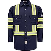 BOCOMAL FR Shirts High Visibility/Hi Vis Flame Resistant/Fire Retardant Shirt 7.5oz Men's Reflective Shirts