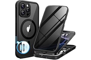 BERFY for iPhone 16 Pro Max Case, Compatible with MagSafe, Built-in Privacy Screen Protector and Camera Protection, Anti-Spy Full Body Shockproof Clear Phone Case for 16 Pro Max 6.9", Black