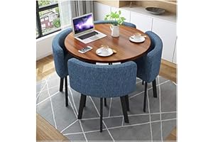 BINZII ZHANGPP Small Conference Room Tables Simple Office Table Round Furniture Table and Chair Set Wooden Round Table 5-Piece Set Family Apartment Study Balcony Kitchen Creative 80cm (Color : Blue)