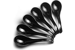 IQCWOOD 6.75 inch Ceramic Soup Spoons, Asian Style, Set of 6