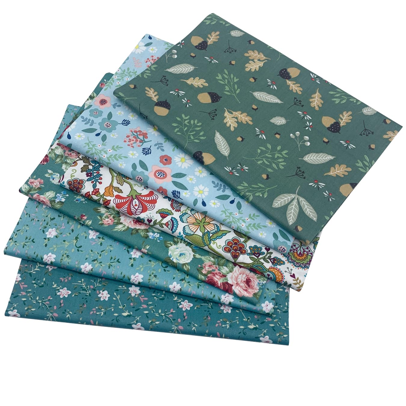 aufodara 6Pcs Cotton Fabric Bundle Squares 50x50cm, Pure Cotton Tissue, Stylish Patterns Home Cloth Bundles for Sewing Quilting Patchwork DIY Crafts (Multicolor-07)