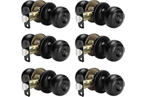 Haidms Black Door Knobs Interior, Privacy Door Knob for Bedroom, Classic Matte Black Interior Door Knobs Round Bathroom Door Hardware(6 Pack)