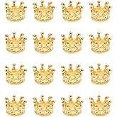 EXCEART Mini Crown Jewelry Accessories 50Pcs Tiny Gold Crown Charms for Crafts Small Craft Crowns Beads for Diy Jewelry Making and Decoration