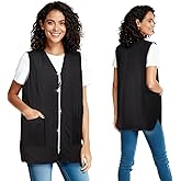 Glitz Rhinestone Closure Stylist Vest, V-Neckline Baber Smock, Washable Hairdresser Apron Uniform for Unisex with 2 Lower Pockets, Zip Up Vest Sleeveless Outerwear, Stain & Hair Against Salon Jacket
