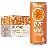 IZZE Sparkling Juice Beverage Blend, Clementine, No Sugar Added, 8.4 FL OZ, 24 Cans