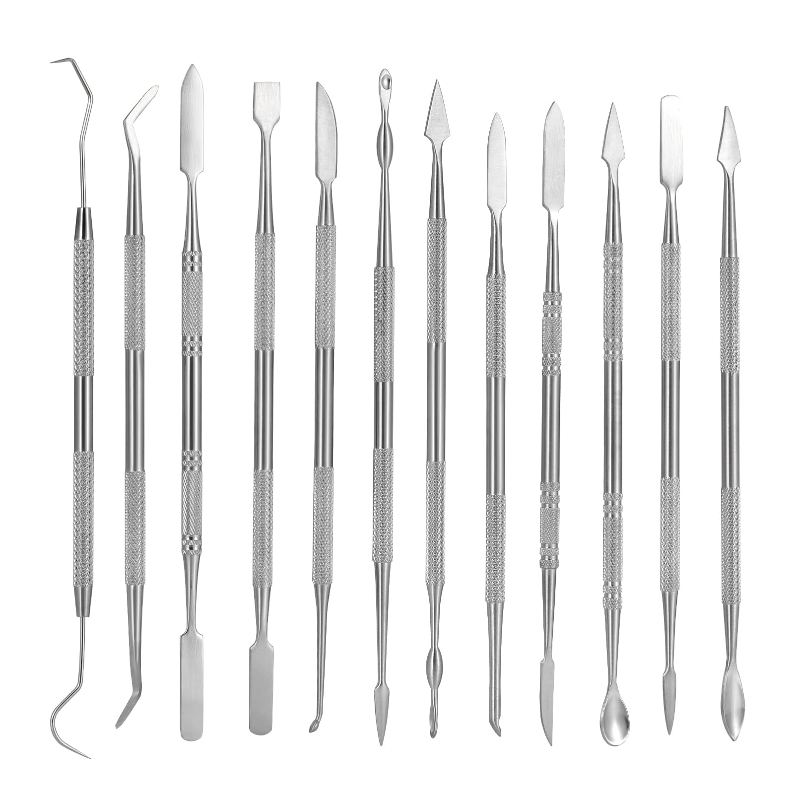Coolty 12PCS Clay Wax Carver Tools, Double-Ended Stainless Steel Wax Clay Sculpting Carving DIY Tools Kit for Sculpting, Detailing, Pottery Carving