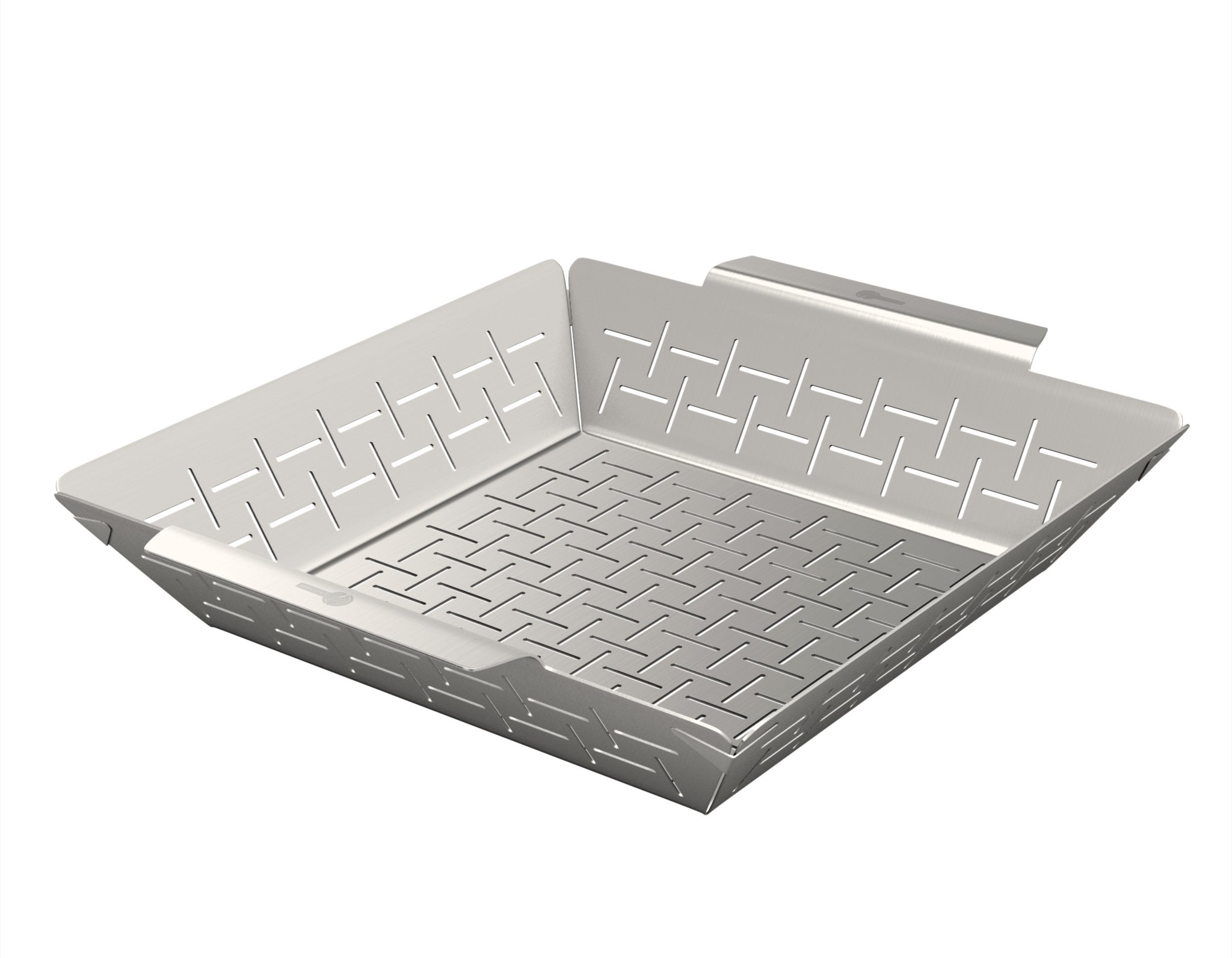 Cave Tools Vegetable Grill Basket - Dishwasher Safe Stainless Steel - Large Non Stick BBQ Grid Pan for Veggies Meat Fish Shrimp & Fruit - Best Barbecue Wok Topper Accessories Gift for Dad