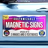 2-Pack,12"x24" Custom Magnet Signs in Full Color for Business and Advertising, 30 mil Customized Vinyl Car Magnets, Personalized Magnetic Sheets for Company Storefront & Vehicles (Rounded Corners D2)