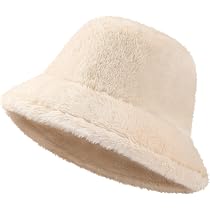 Premillow Winter Fuzzy Bucket Hats for Women - Faux Fur Bucket Hat ...