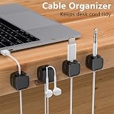 Ruamny 6 Pcs Black Magnetic Cable Holder Desktop Cord Organizer Self Adhesive view 2