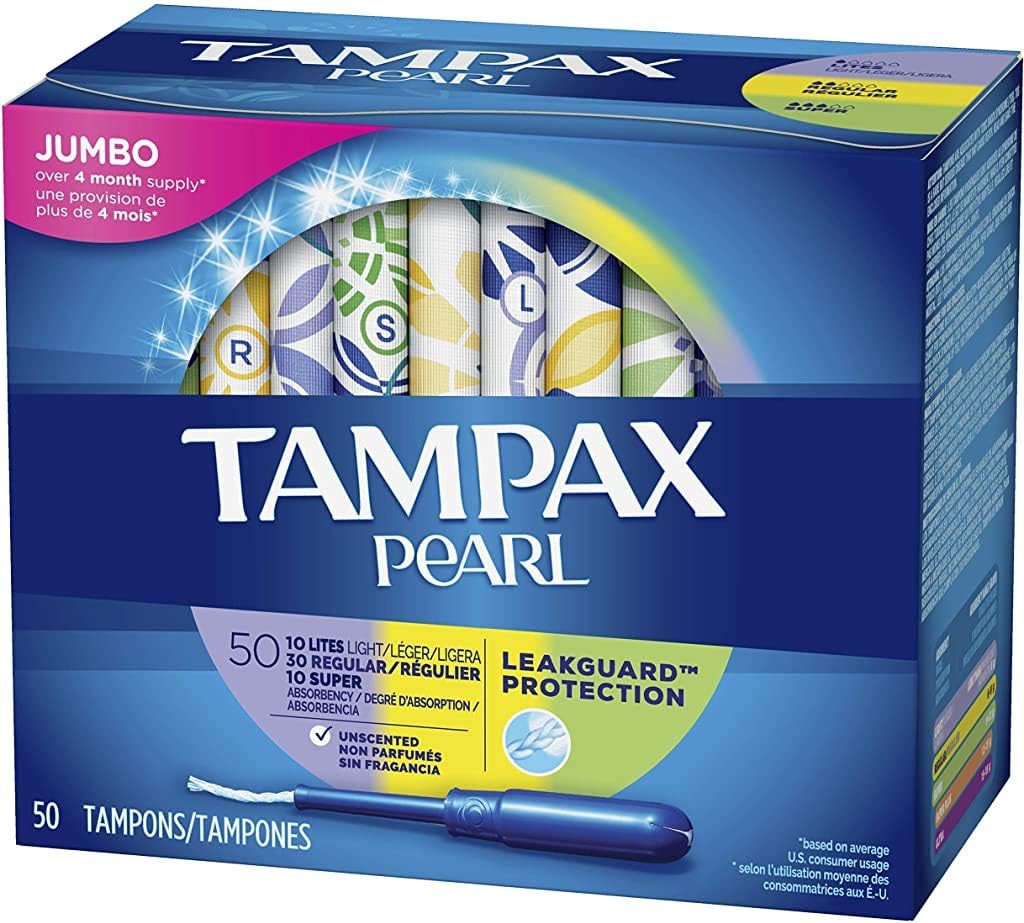 Tampax Pearl Plastic Tampons, Light/Regular/Super Absorbency Multipack, 188 Count, Unscented (47 Count, Pack of 4 - 188 Count Total) - Packaging May Vary: Health & Personal Care
