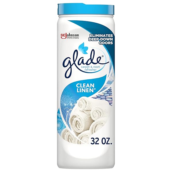 GLADE CARPET AND ROOM REFRESHER, DEODORIZER FOR HOME, PETS, AND SMOKE, CLEAN LINEN, 32 OZ