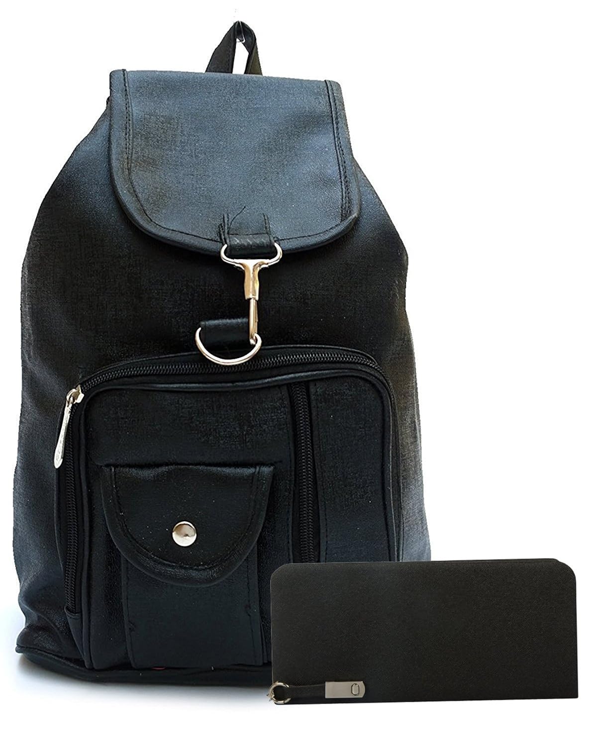 alice women's and girls stylish handbag backpack and wallet clutch combo(black)