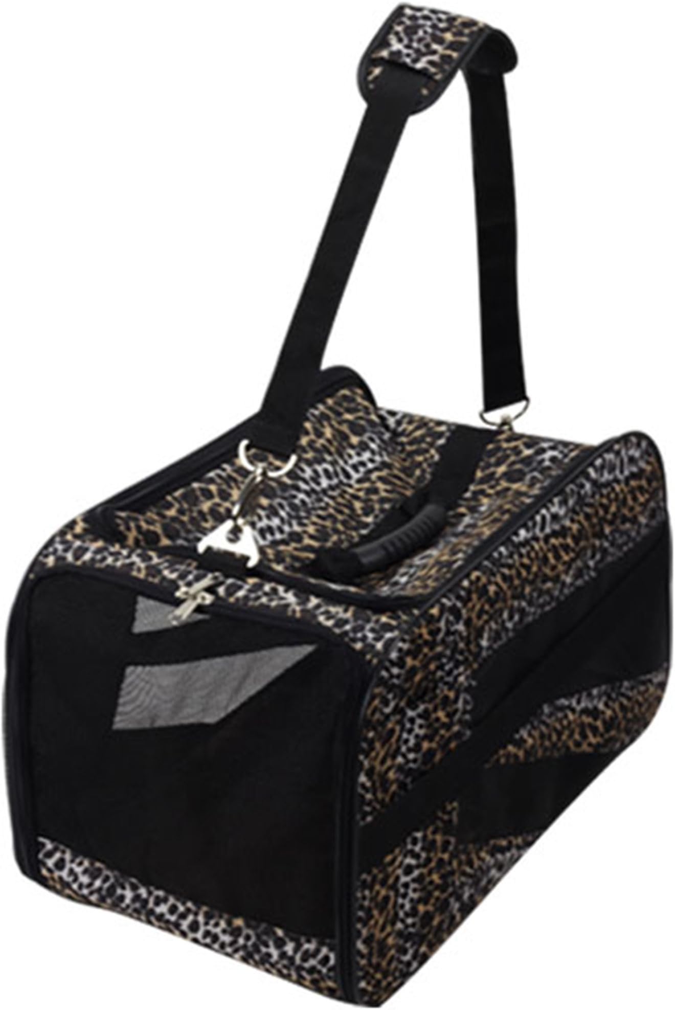 dbest products Pet Smart Cart Carrier, Small, Leopard, Soft Sided Collapsible Folding Travel Bag, Dog Cat Airline Approved Tote Luggage Backpack
