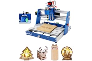 WolfPawn 3018 CNC Machine All-Metal CNC Router Machine, with Offline Controller/Emergency-Stop 3 Axis Plastic Acrylic PCB PVC Wood Carving Milling Engraving Machine, XYZ Working Area 300x180x60mm