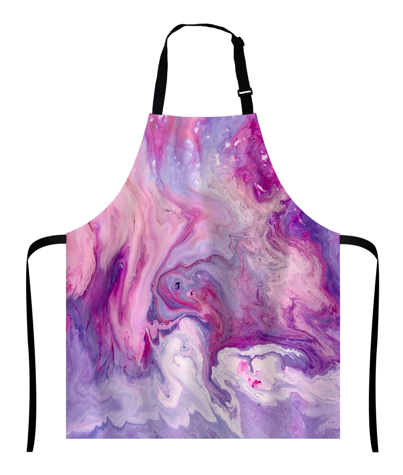 Wasach Purple Marble Pattern Apron,Adjustable Neck Bib for Men Women,Suitable for Kitchen Cooking Waitress Chef
