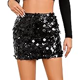 Sequin Skirt for Women Stretchy Bodycon Mini Skirts Sexy Sparkly Skirt Glitter Shiny Skirt Night Out Party