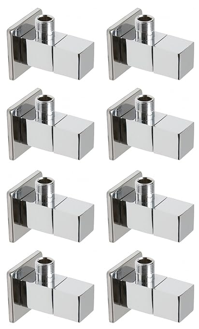 Snowbell Angle Cock Square Brass Chrome Plated - Set of 8