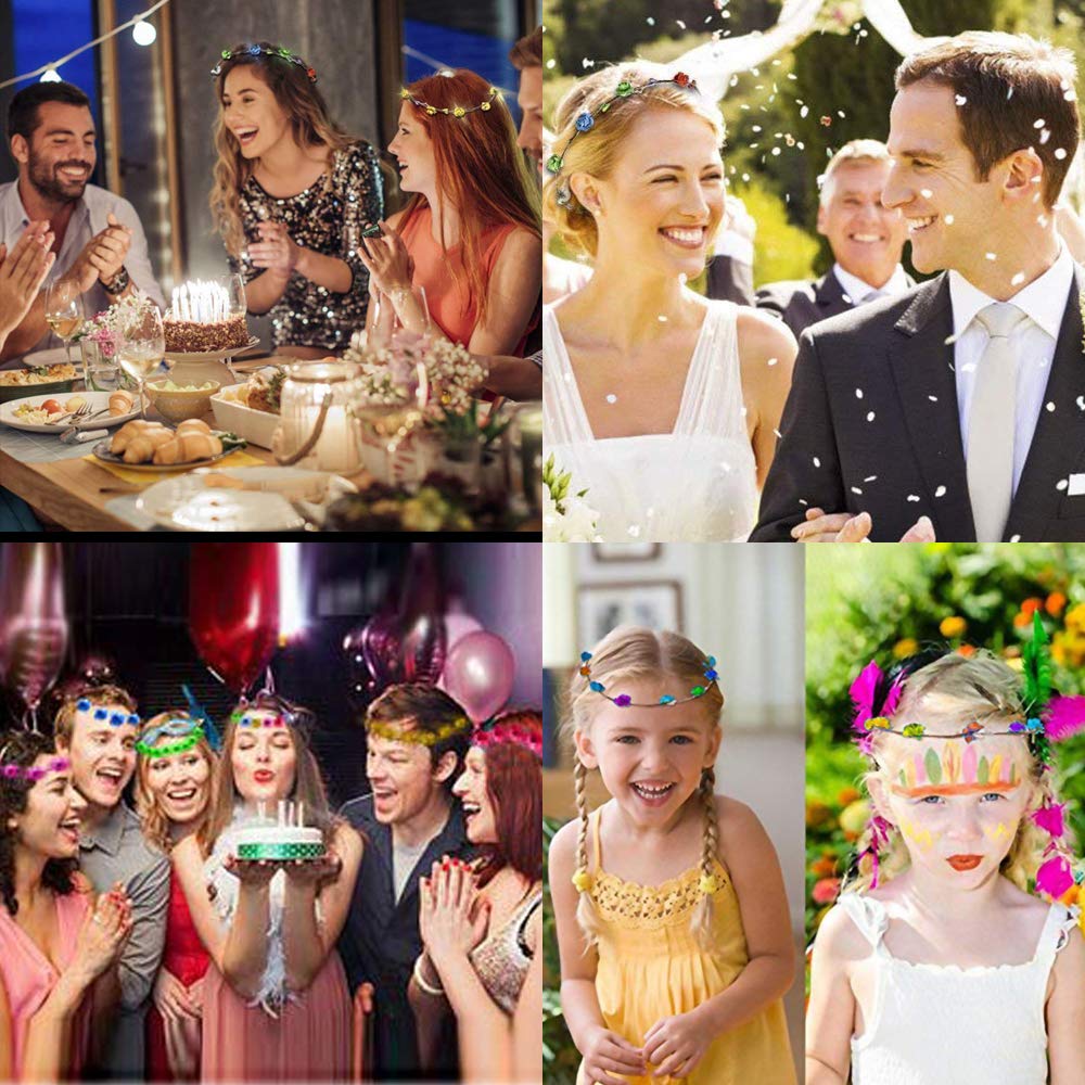 Flower Crown, Halloween Led Glow Party Favors,3 PCS Led Flower Wreath Headband Luminous 10 Led Flower Headpiece Flower Headdress For Girls Women Wedding Festival Holiday Christmas Halloween Party Favolo