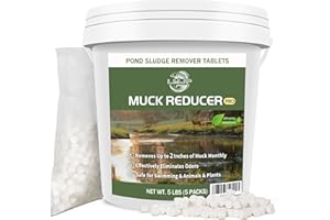LMJP Pond Sludge Remover - 5LB Natural Muck Reducer Tablets, Muck Sludge Away, Odor Control&Clear Water for Outdoor Ponds&Lakes, Safe for Aquatic Life, Wildlife&Recreation, Treats up to 30000 Sq Ft