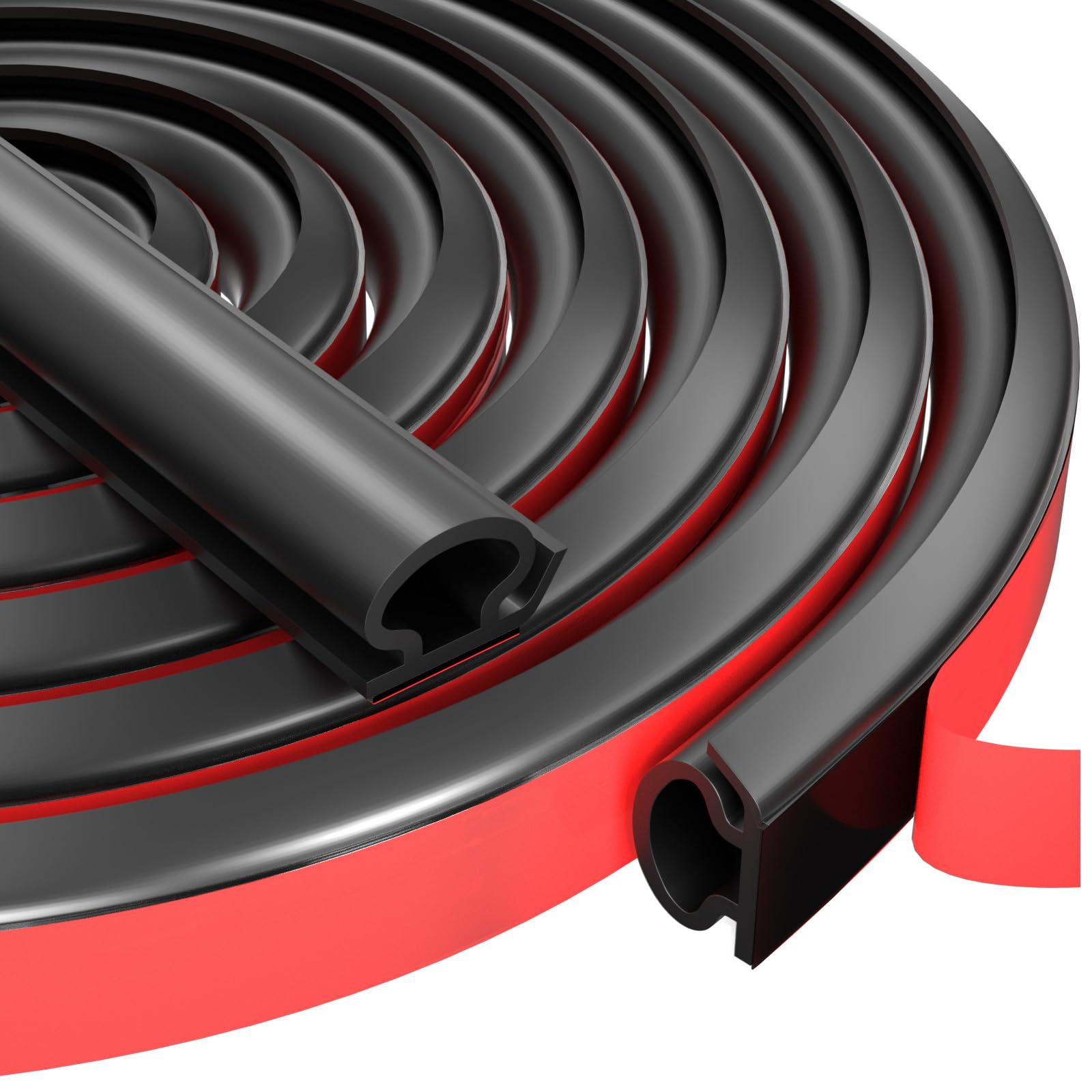 Photo 1 of 16.5ft Weather Stripping Door Seal Strip,Self-Adhesive Door Weather Stripping Seal Strip,D Shaped Soundproofing Frame Insulation Tape,Door Sealing Strip for Door Frame/Window (Black, 2/5" W x 1/4" T)