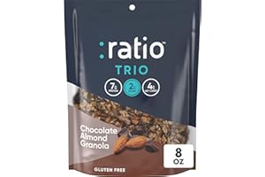 WAROUS Ratio Trio Chocolate Almond Granola Cereal, 2g Sugar, Keto Friendly, 8 oz Resealable Cereal Bag