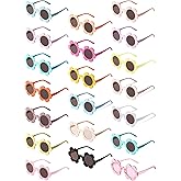 Kanayu 20 Pairs Flower Sunglasses Adult Bulk 5.71 Inch Round UV Protection Sunflower Eyewear Cute Colorful Flower Shaped Outdoor Beach for Women Men Birthday Pool Bachelorette Party Accessories Gifts