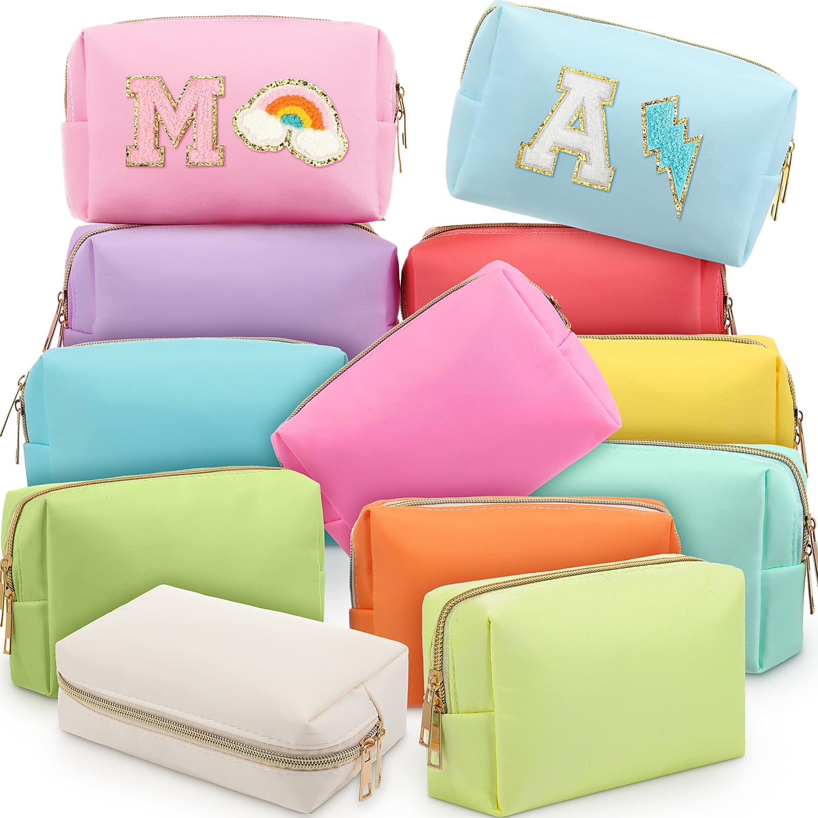 Photo 1 of Kigeli 12 Pcs Nylon Makeup Bag Bulk Cosmetic Pouches Preppy Cosmetic Bag for Women Waterproof Travel Zipper Organizer Little Outdoor Accessory Makeup Toiletry Pouches Set(Macaron)