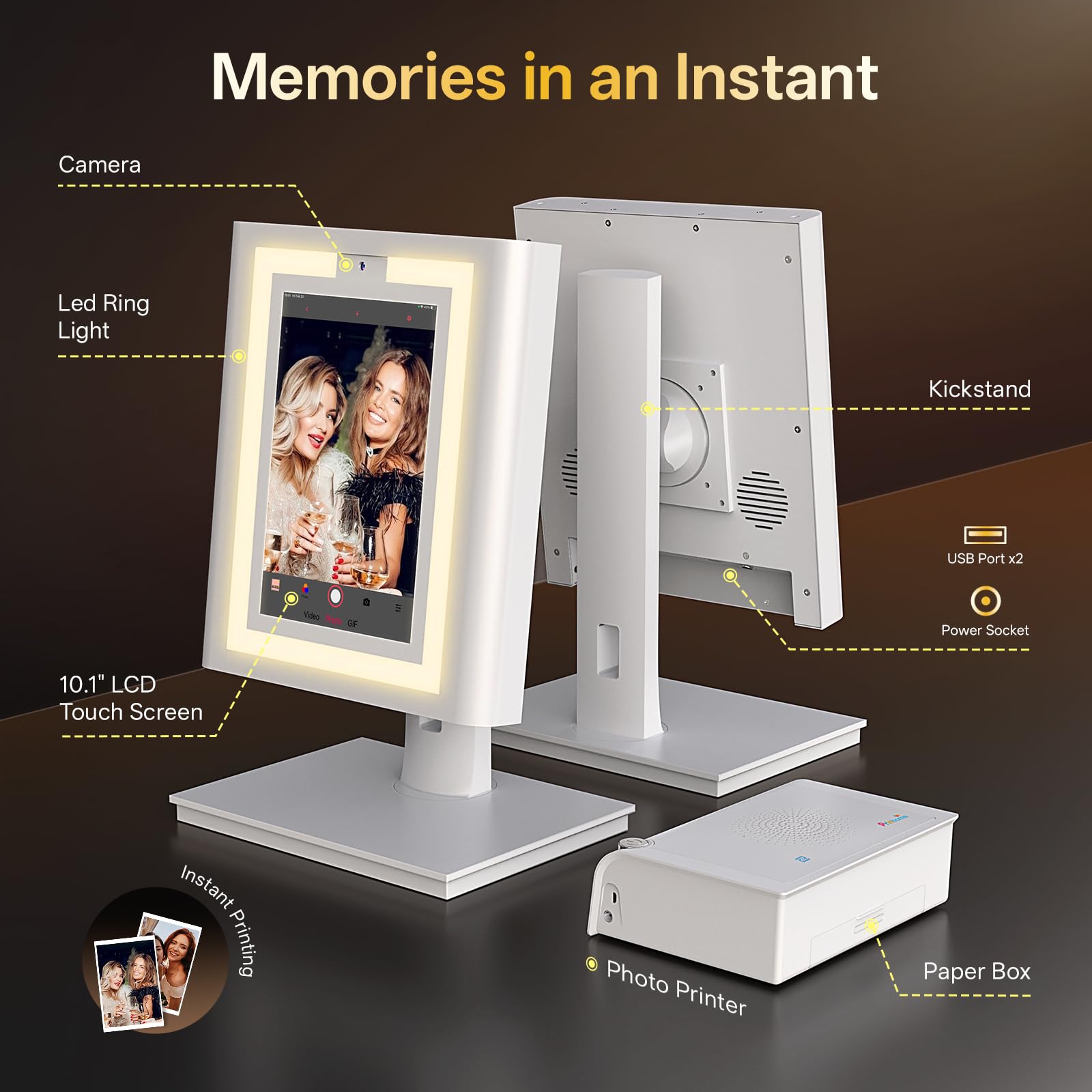 Desktop Photo Booth Machine All-in-One Instant Color Photo Printer with 10.1