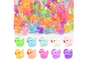 BOOJALOO 120Pcs Mini Resin Ducks Luminous Mini Ducks Glow in The Dark, Tiny Ducks to Hide, Little Ducks, Miniature Ducks for Garden Micro Landscape DIY Craft Accessories Ornament Charms Party Toys