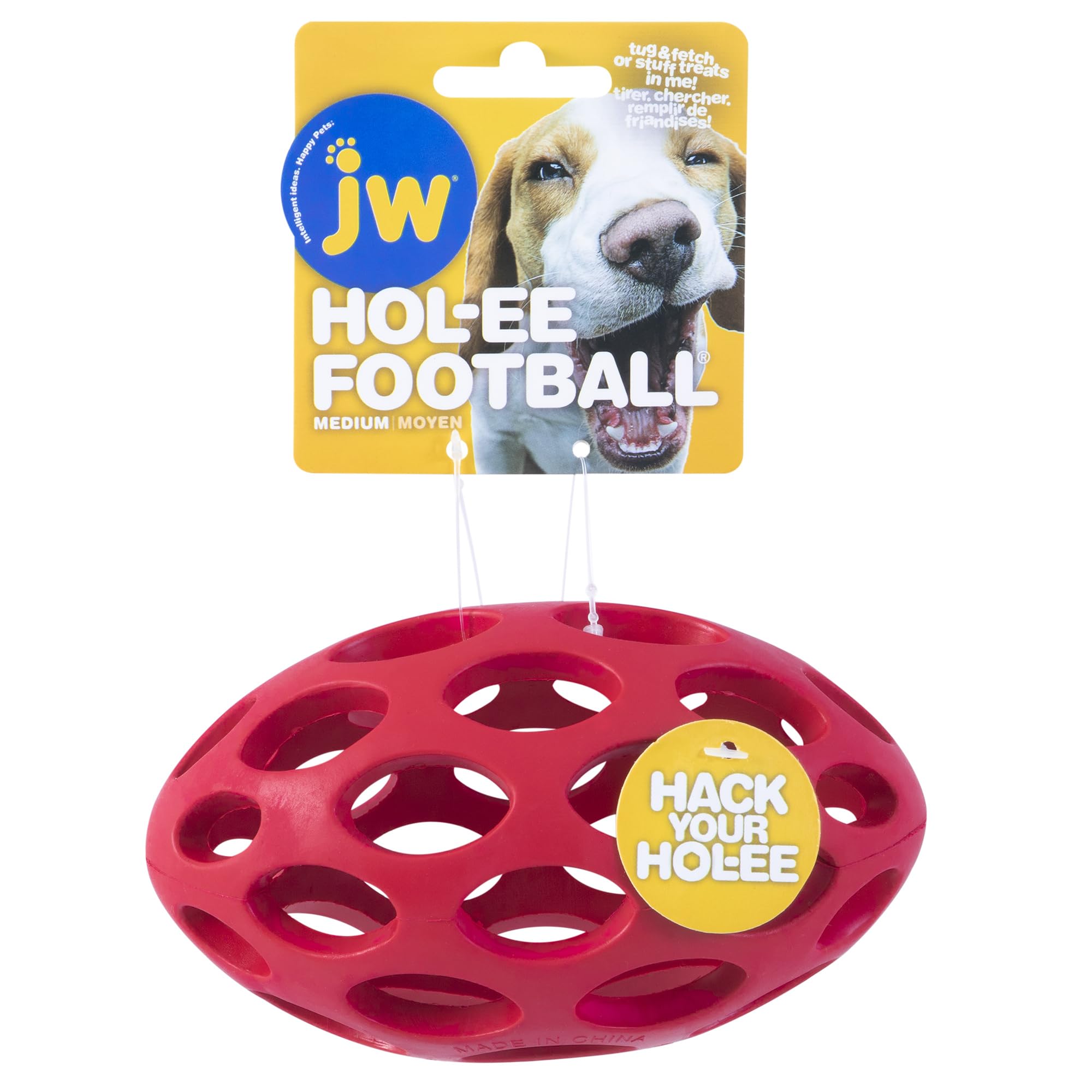 JW Pet SPHERICON Football Shaped Chew and Treat Fetch Dog Toy MEDIUM 6 inch