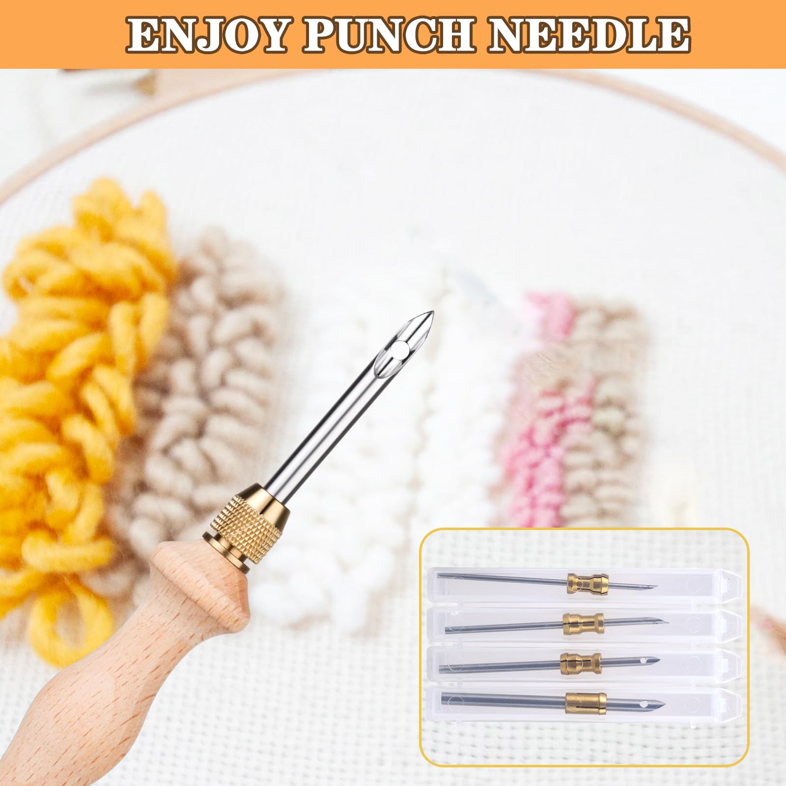 Punch Neddle Kit with Storage Box,Adjustable Punch Needle Tool with1.6mm/2mm/2.5mm/3.5mm/5mm Metal Needles,Punch Needle Set Adults Beginner for DIY Craft,Perfect for Decoration and Gifts(Blue)