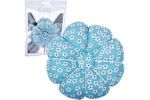 eZAKKA Wrist Pin Cushions Sewing Needle Cushion Holder Band Wearable Pincushions for Sewing (Old Blue Flower)