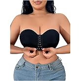 GORGLITTER Women's Plus Size Bra Strapless Front Closure No Padding Comfort Wireless One Piece Backless Bandeau Bra