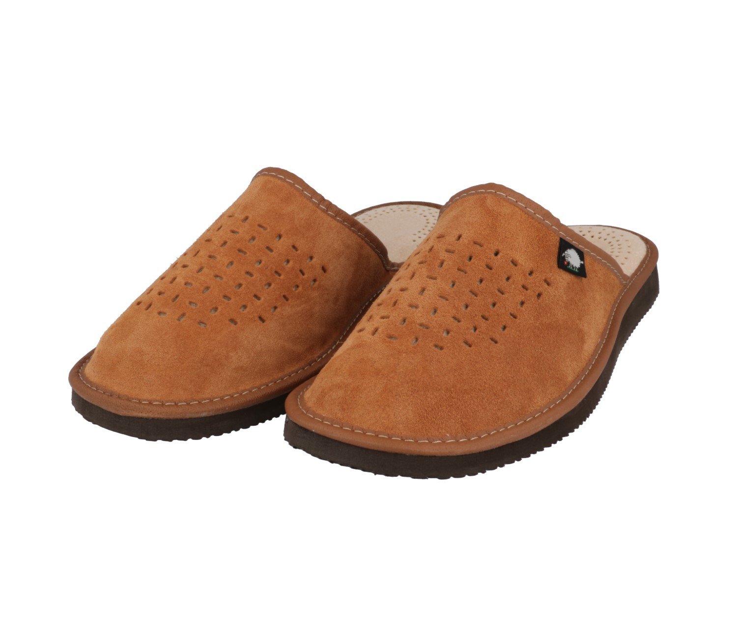 Men\'s Slippers From Suede, With Orthopedic Insoles From Foam With Memory, Size 9 UK / 43 EU, Brown