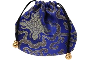 CHIUEAST Premium Jewelry Pouch Silk Drawstring Gift Bags Traditional Silk Travel Pouch With Clear Pockets