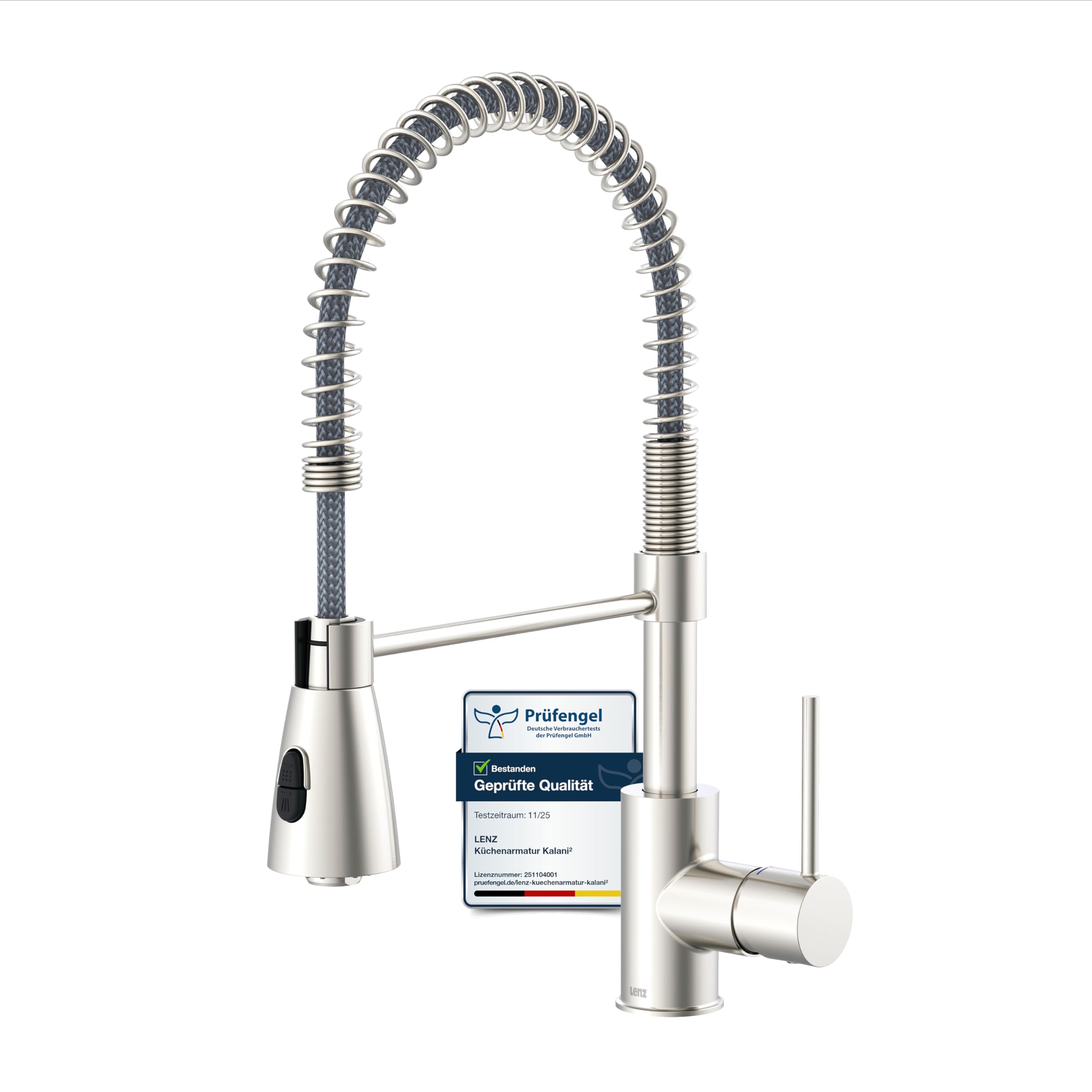 Lenz Kalani² 46070322 Kitchen Tap with Dish Rinser Matte Nickel