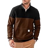 Dokotoo Men Men's Mock Neck Sweatshirts Quarter Zip Quilted Sweater Color Block Long Sleeve Casual Pullover