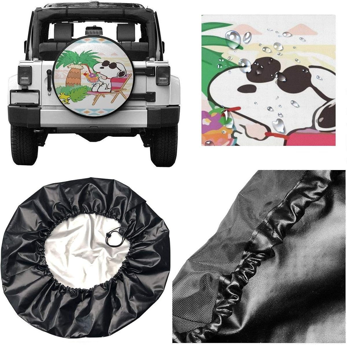Spare Tire Cover Snoopy in Beach Universal Waterproof Dust