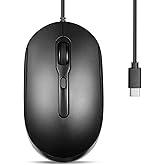 Perixx PERIMICE-222C USB Type C Wired Optical Mouse, 5.9 Ft Cable, Adjustable 1200/1600/2000 DPI, Silent Click, Ambidextrous,