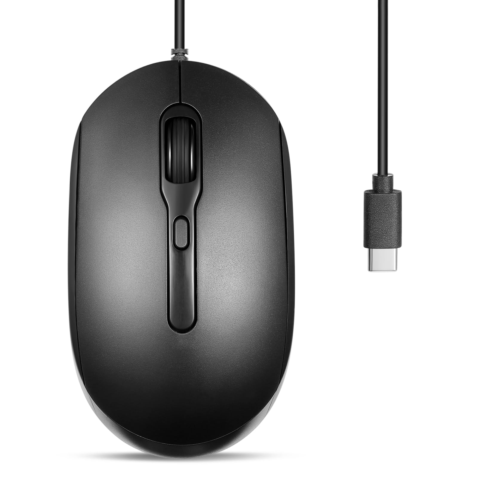 Photo 1 of Perixx PERIMICE-222C USB Type C Wired Optical Mouse, 5.9 Ft Cable, Adjustable 1200/1600/2000 DPI, Silent Click, Ambidextrous, Black