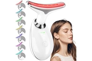 Red Light Therapy Device for Face and Neck，7 Color Skin Lifting & Firming Face Massager with Vibration，Facial Sculpting Tool 