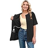 RAGEMALL Post Mastectomy Shirts with Drain Pockets Surgery Recovery Must Haves Clothing Comfy Front Zip Up Short Sleeve Tops