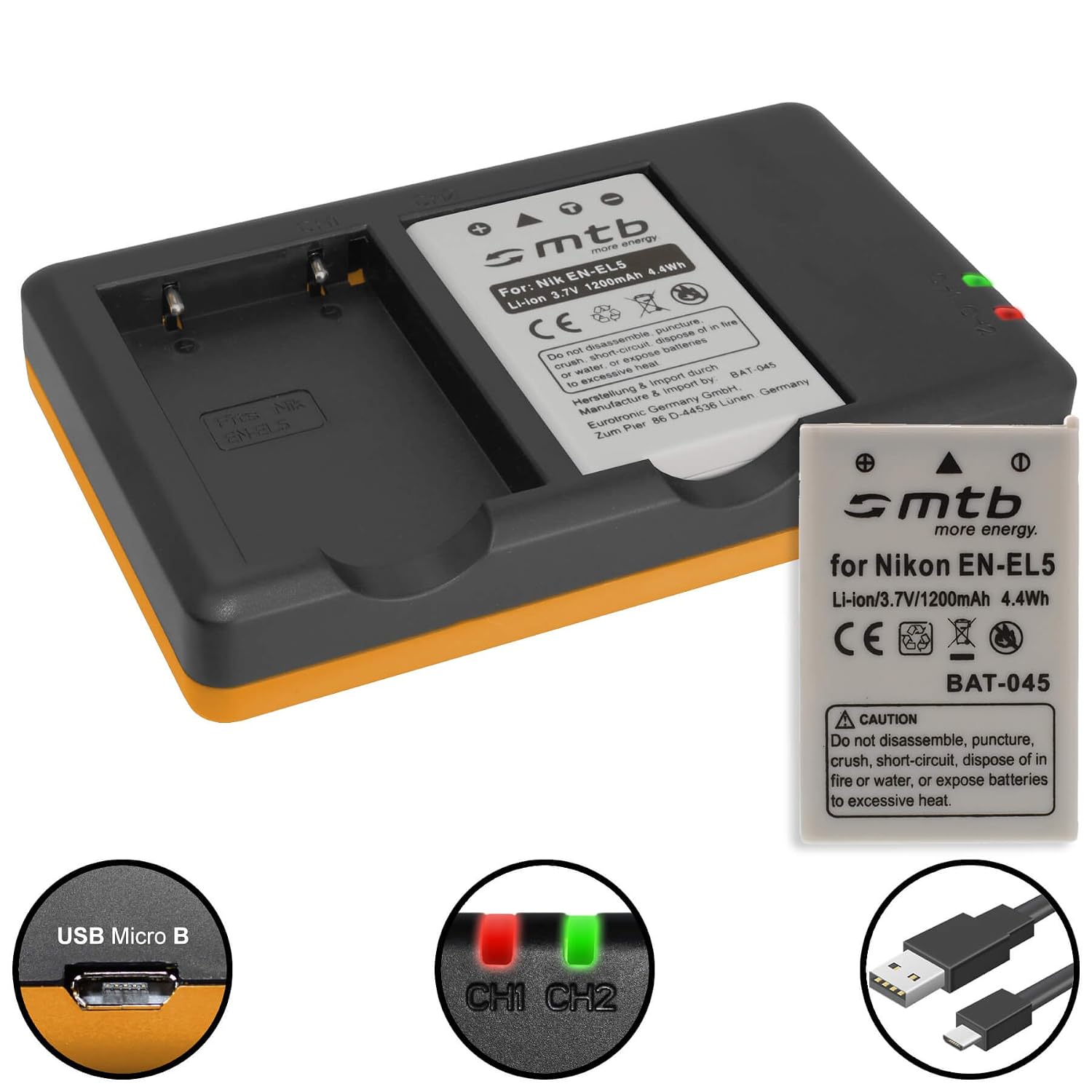 Progo 2 Battery & Charger Combo Kit For Nikon EN-EL5 - Works With Coolpix P5100, P6000, P80, P90 2 thumbnail image