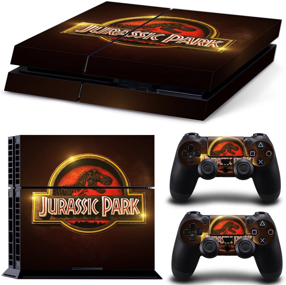 ZOOMHITSKINS PS4 Skin Decal Sticker Jurassic Park Custom Design + 2 Controller Skins Set