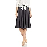 Star Vixen Women's Ponte Midi Full Skater Skirt, Charcoal, Large