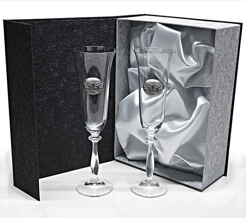 la galaica | - Set de 2 Copas de Cristal de Champán Cava y Espumoso | Regalo